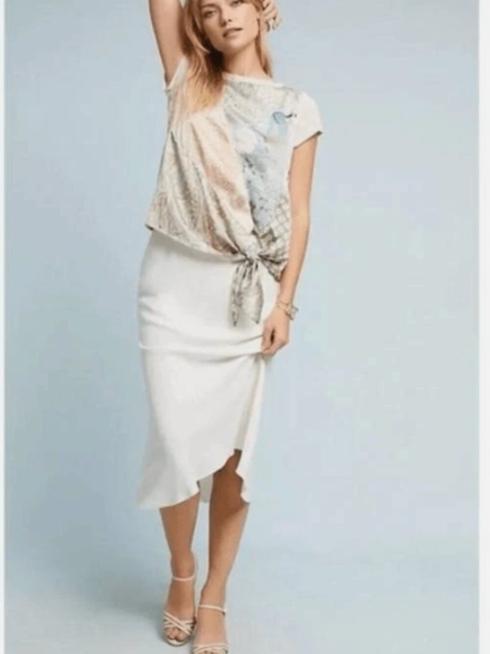 Anthropologie Tiny Jodie Peacock Patchwork Tie Front Short Sleeve Top XS - Picture 11 of 11